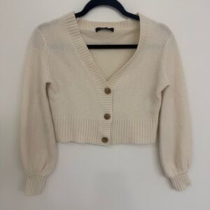 Elysewlker Cream Button-Up 100% Cashmere Women's Sweater Size Small